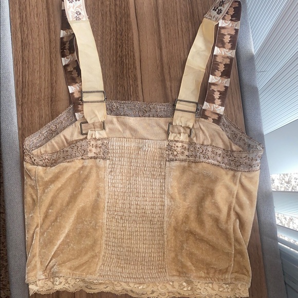 Free People Floral Embroidered and Embellished Beige and Brown Women's Top - Picture 2 of 2